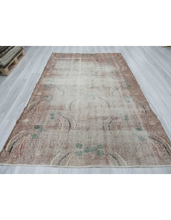 Vintage distressed decorative Turkish art deco rug