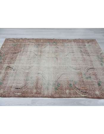 Vintage distressed decorative Turkish art deco rug