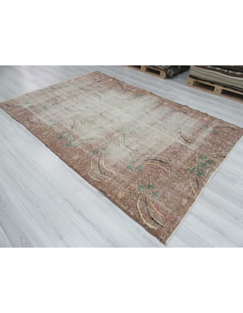 Vintage distressed decorative Turkish art deco rug