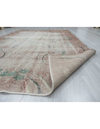 Vintage distressed decorative Turkish art deco rug