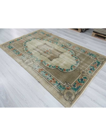 Vintage hand knotted decorative Turkish area rug