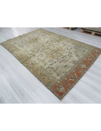 Vintage hand knotted decorative Turkish area rug