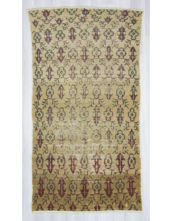 Hand knotted vintage decorative worn out Turkish area rug