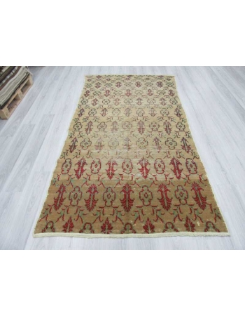 Hand knotted vintage decorative worn out Turkish area rug