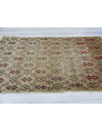 Hand knotted vintage decorative worn out Turkish area rug