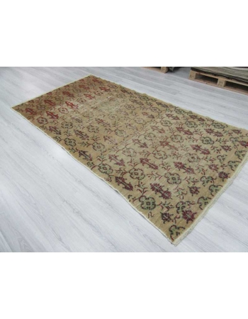 Hand knotted vintage decorative worn out Turkish area rug