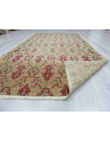 Hand knotted vintage decorative worn out Turkish area rug