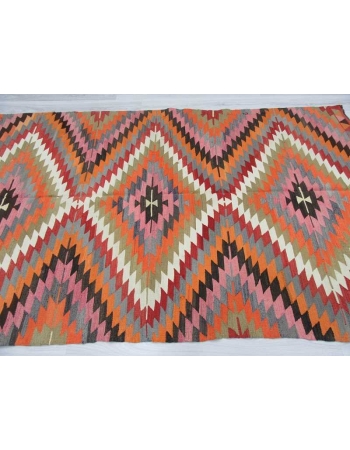 Handwoven vintage colourful Turkish kilim rug