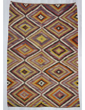 Handwoven vintage decorative colourful Turkish kilim rug