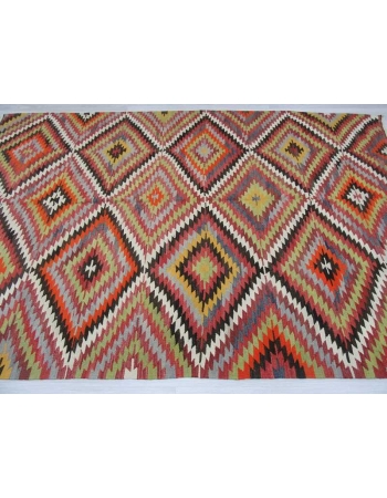 Handwoven vintage decorative colourful Turkish kilim rug