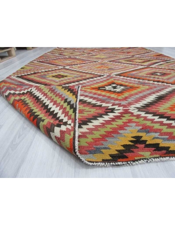 Handwoven vintage decorative colourful Turkish kilim rug