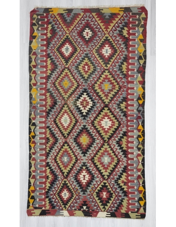 Handwoven vintage decorative colourful Turkish kilim rug