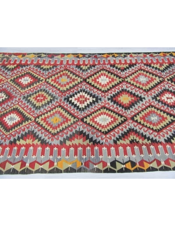 Handwoven vintage decorative colourful Turkish kilim rug