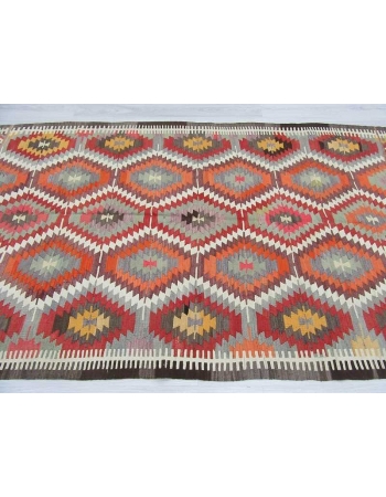 Handwoven vintage decorative modern Turkish kilim area rug