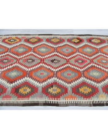 Handwoven vintage decorative modern Turkish kilim area rug