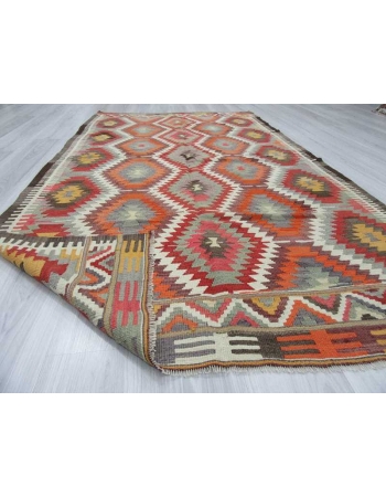 Handwoven vintage decorative modern Turkish kilim area rug