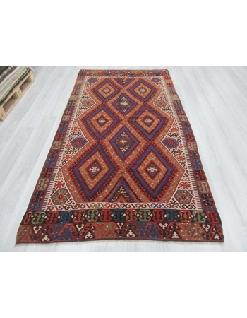 Handwoven vintage decorative Turkish kilim area rug