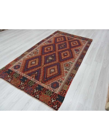 Handwoven vintage decorative Turkish kilim area rug