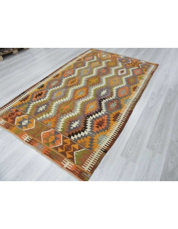 Handwoven vintage decorative colourful Turkish kilim rug