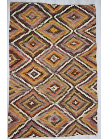 Handwoven vintage colourful decorative Turkish kilim area rug