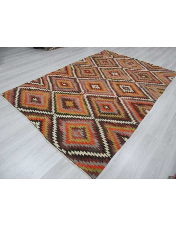 Handwoven vintage colourful decorative Turkish kilim area rug