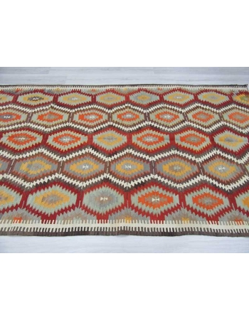 Handwoven vintage decorative colourful Turkish kilim rug