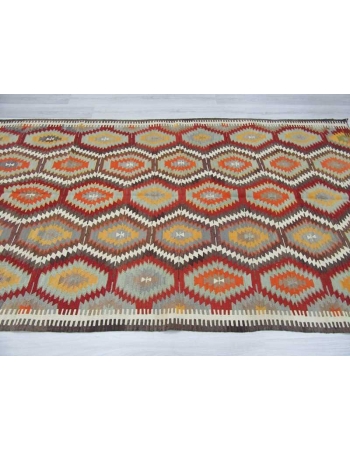 Handwoven vintage decorative colourful Turkish kilim rug