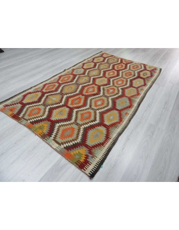 Handwoven vintage decorative colourful Turkish kilim rug