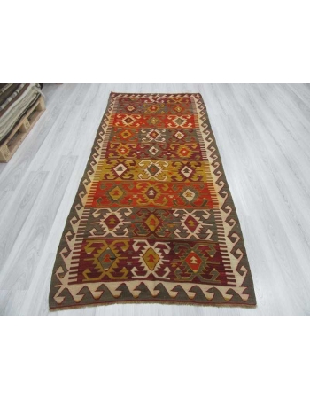 Handwoven vintage decorative colourful Turkish kilim rug