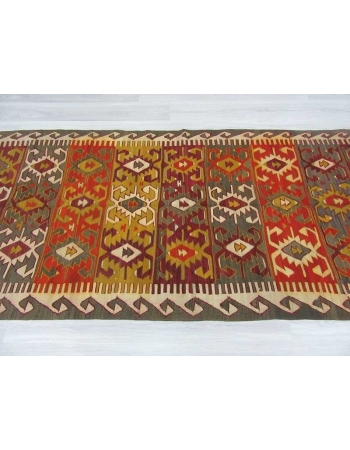 Handwoven vintage decorative colourful Turkish kilim rug