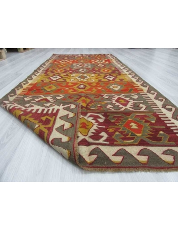 Handwoven vintage decorative colourful Turkish kilim rug