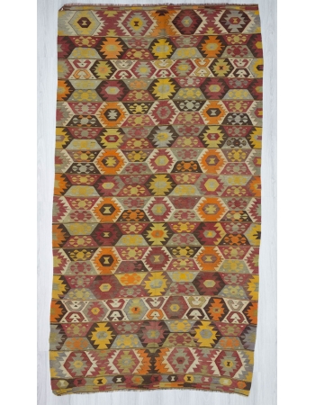 Handwoven vintage decorative colourful Turkish kilim rug