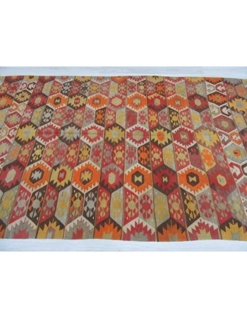 Handwoven vintage decorative colourful Turkish kilim rug