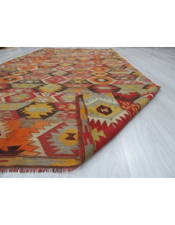 Handwoven vintage decorative colourful Turkish kilim rug