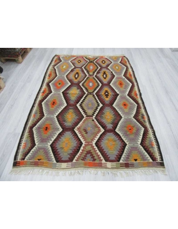 Handwoven vintage decorative colourful Turkish kilim area rug