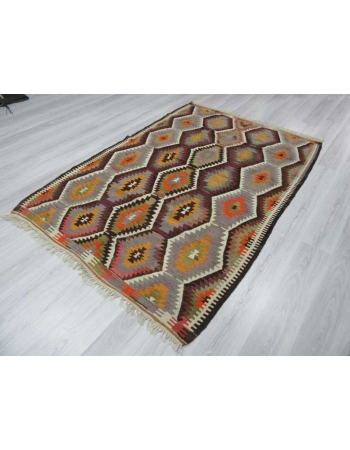 Handwoven vintage decorative colourful Turkish kilim area rug