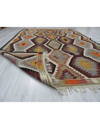 Handwoven vintage decorative colourful Turkish kilim area rug