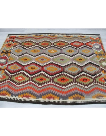 Handwoven vintage decorative colourful Turkish kilim area rug