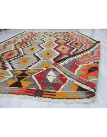 Handwoven vintage decorative colourful Turkish kilim area rug