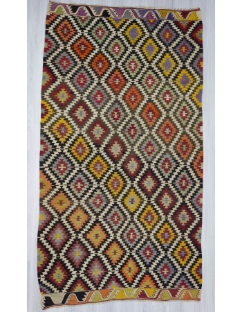 Handwoven vintage decorative colourful Turkish kilim area rug