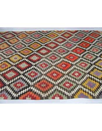 Handwoven vintage decorative colourful Turkish kilim area rug