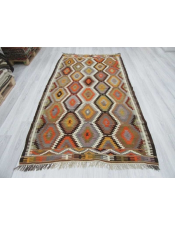 Handwoven vintage decorative colourful Turkish kilim area rug