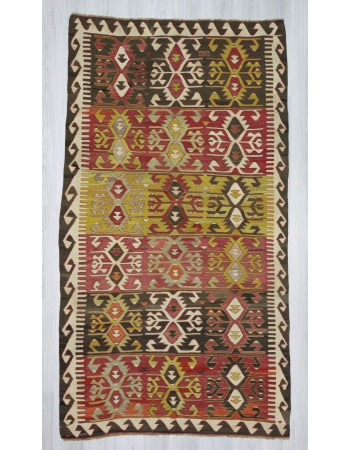 Handwoven vintage decorative colourful Turkish kilim area rug