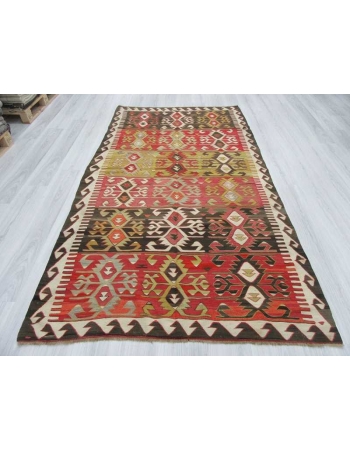 Handwoven vintage decorative colourful Turkish kilim area rug