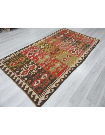 Handwoven vintage decorative colourful Turkish kilim area rug