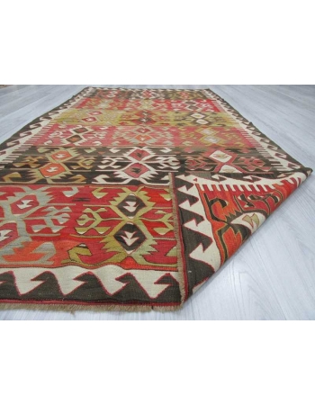 Handwoven vintage decorative colourful Turkish kilim area rug