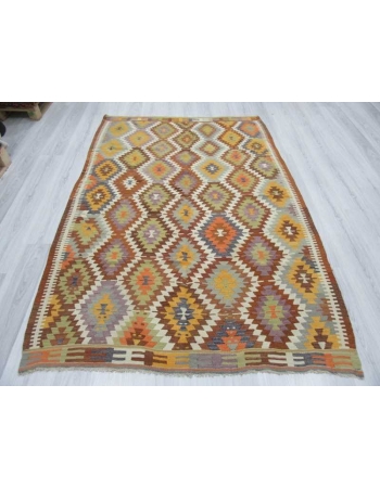 Handwoven vintage decorative colourful Turkish kilim rug