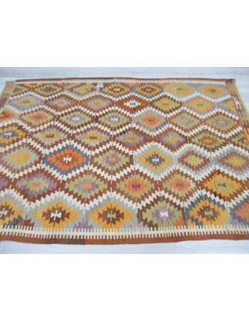 Handwoven vintage decorative colourful Turkish kilim rug