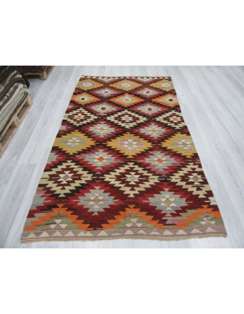 Handwoven vintage decorative Turkish kilim rug