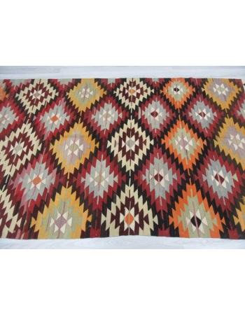 Handwoven vintage decorative Turkish kilim rug